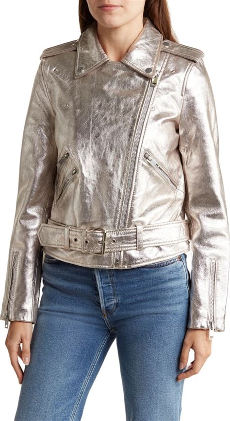 Walter Baker Allison Metallic Leather Moto Jacket Shopstyle