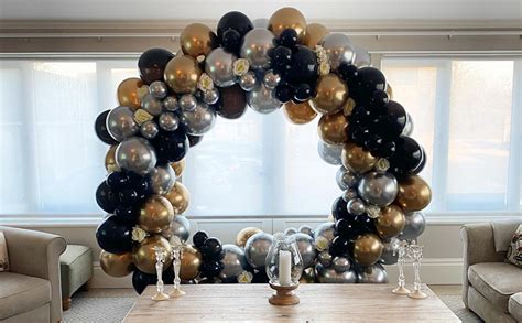 Kit Arco Per Palloncini In Oro E Nero Pezzi Kit Ghirlanda Di