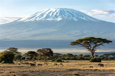 mount kilimanjaro view  amboseli stock illustration illustration