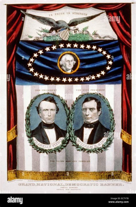 Presidential campaign banner featuring bust portraits of candidates ...