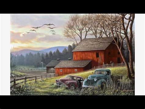 Landscape Painting Time Lapse Country Farm At Dusk Youtube