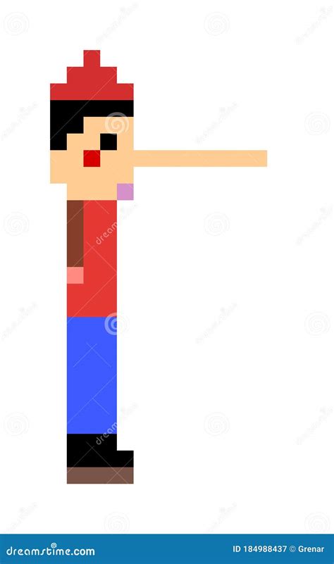 Pixel Art Pinocchio Long Nose Stock Image | CartoonDealer.com #184988437