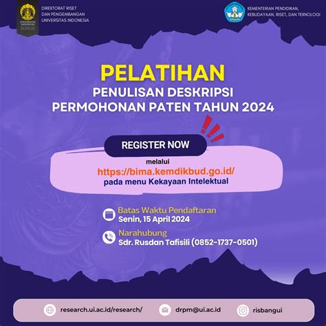 Pelatihan Penulisan Deksripsi Permohonan Paten Tahun 2024 Direktorat