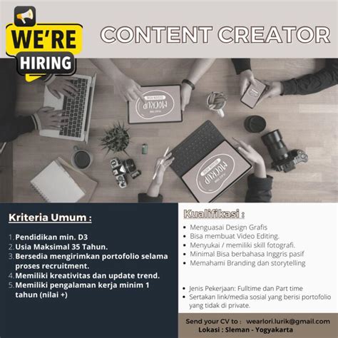 Lowongan Kerja Content Creator Admin Online Fashion Brand Spg