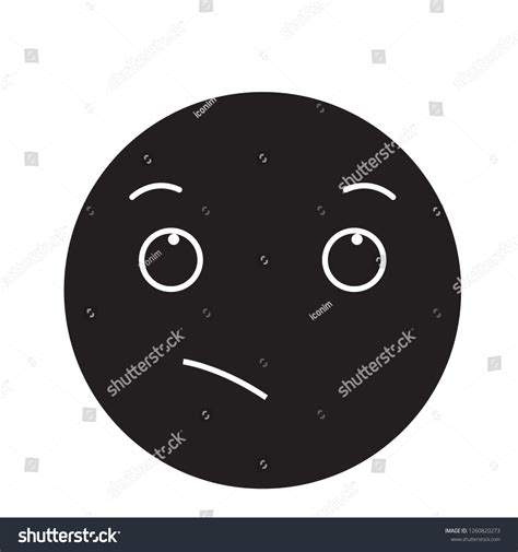 Vektor Stok Wistful Emoji Black Vector Concept Icon Tanpa Royalti