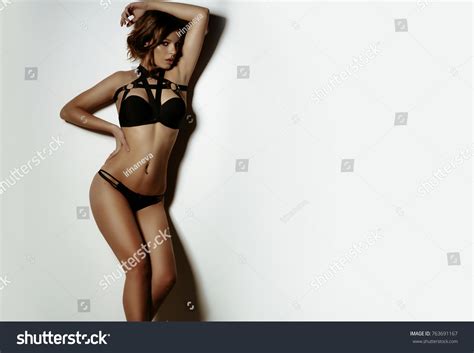 Sexy Brunette Girl Posing Black Lingerie Stock Photo 763691167 Shutterstock