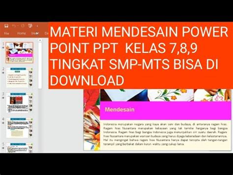 Materi Mendesain Power Point Ppt Kelas Tingkat Smp Mts Youtube