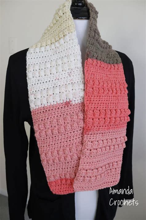 Crochet Scarf Pattern Instant Download Bobble Scarf Scarves Bobbles Winter Accessory Crochet