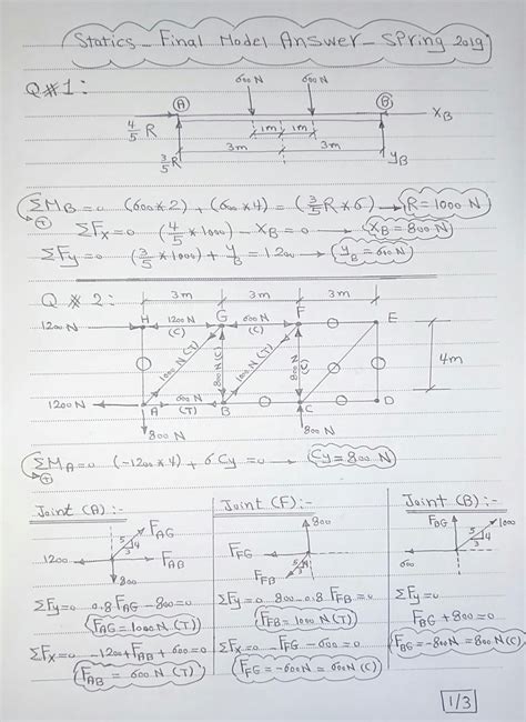 SOLUTION: Statics final model answer spring 2019 - Studypool