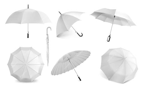 Premium Vector Realistic White Umbrella Parasol Mockup For Branding View From Different Angles