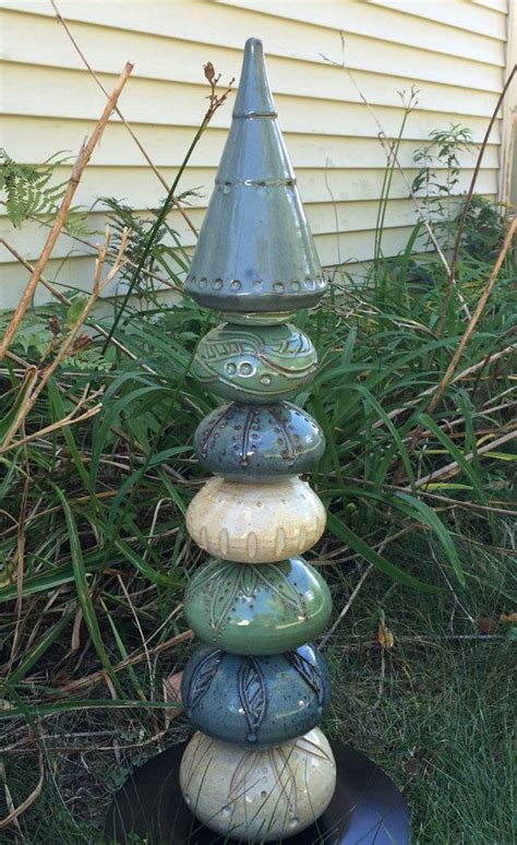 Garden Totem Etsy Garden Totem Outdoor Art Garden Pottery