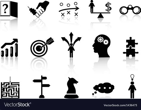 Business Strategy Icons Set Royalty Free Vector Image