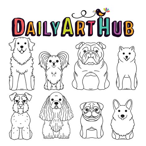 Dog Breed Outline Drawing Clip Art Set – Daily Art Hub // Graphics ...