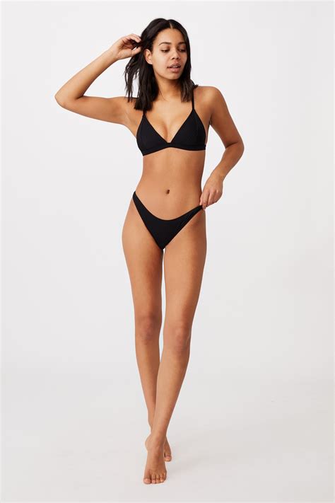 Fixed Triangle Bikini Top Black Rib Cotton On Bikinis