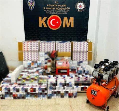 Kütahya da Sigara Sarım İmalathanesine Operasyon 108 Bin 200 Adet