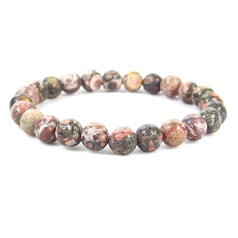 Leopard Skin Jasper Healing Crystal Bracelet 8mm Natural Handmade