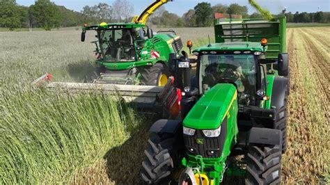 Roggen M Hen H Ckseln Mit Feldh Cksler Traktoren Grass Harvest