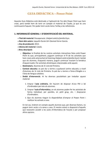 Guia didàctica POWER POINT INTERACTIU PDF