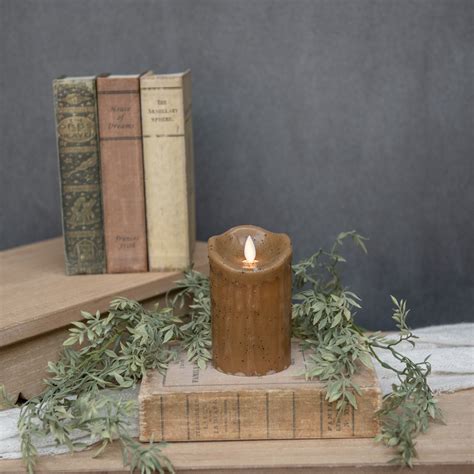 5" MOVING FLAME BEIGE PILLAR CANDLE - Ragon House