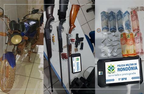 Armas drogas e uma moto são apreendidas durante operação da Polícia