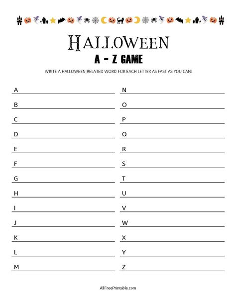 Halloween A Z Game Free Printable