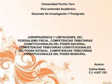 Jurisprudencia Y Limitaciones Del Federalismo Fiscal PPT