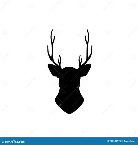 Silhouette Stag Buck Elk Deer Head Antlers Majestic Portrait Isolated Vector Logo Emblem Mascot