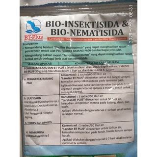 Jual BIO INSEKTOSIDA BIO NEMATISIDA BT PLUS 50 GRAM Shopee Indonesia