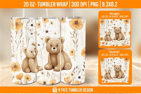 D Teddy Bear Tumbler Wrap Designs Graphic By Hassanaasi Creative