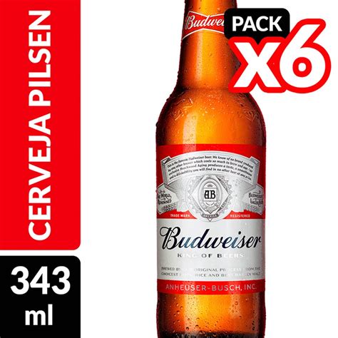 Cerveja Budweiser Long Neck 343 Ml Embalagem Com 6 Unidades Em Promoção