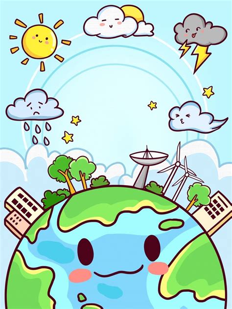 Hand Drawn Cartoon Weather Background Design Wallpaper Image For Free Download - Pngtree | Kartu ...