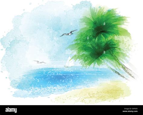 Vector Background Of A Watercolor Seascape Stock Vector Image And Art Alamy