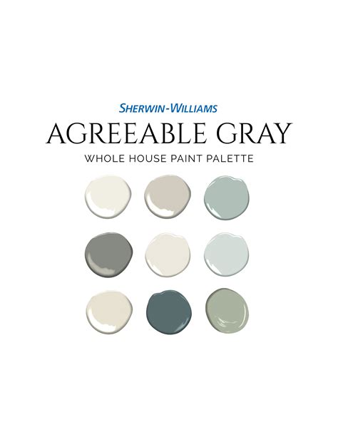 Sherwin Williams Agreeable Gray Paint Palette Coastal Paint Etsy Canada