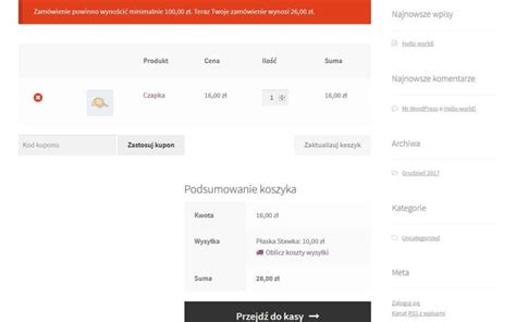 Minimalna kwota zamówienia jak ustawić WooCommerce PL