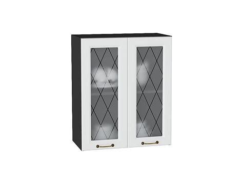 Шкаф верхний с 2-мя остекленными дверцами Ницца Белый / Graphite