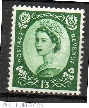 1 Shilling 3 Penny Wilding QEII 1953 Great Britain Stamp 14367