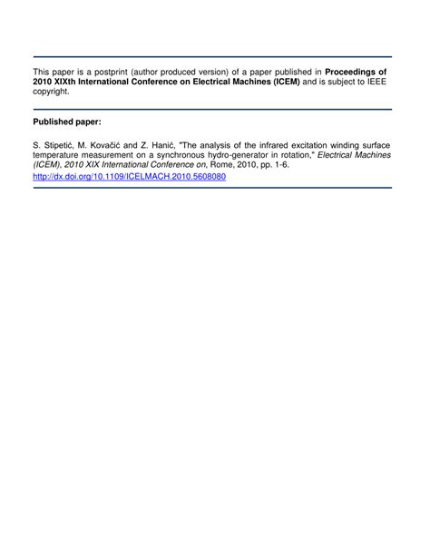 Pdf The Analysis Of The Infrared Excitation Winding Surface Temperature Measurement On A