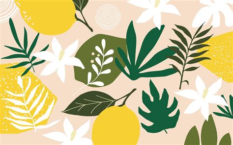 Botanical Poster Vector Illustration Foliage Drawing With Abstract