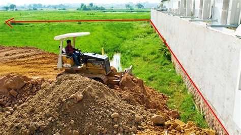 Ep4 Awesome Work Mitsubishi Bulldozer Pushing Stones Dirt On Grassland