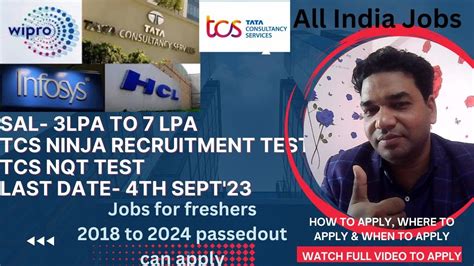 TCS Ninja Recruitment I TCS NQT Test I Jobs In TCS Wipro Infosys Jio I