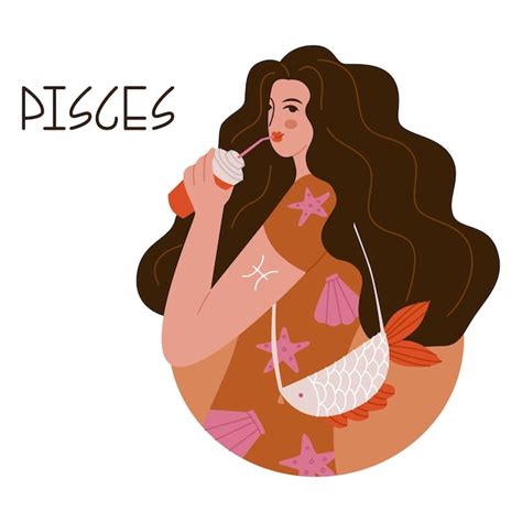 Premium Vector Girl In The Image Of The Zodiac Sign Pisces Beauty