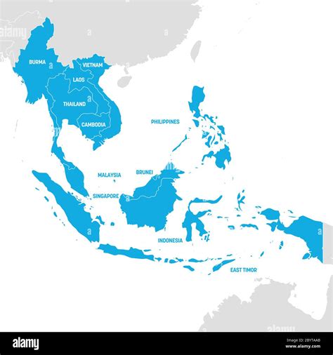 Southeast Asia Region. Map of countries in southeastern Asia. Vector ...