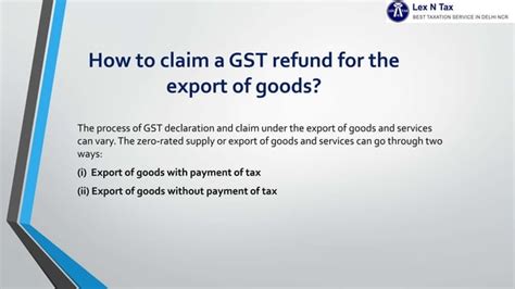 Gst Refund On Export Ppt