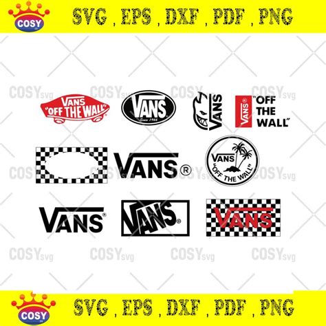 Various Vans Logos And Stickers On A White Background With Yellow