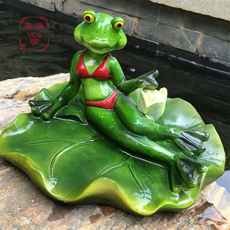 Resin Sexy Bikini Floating Frogs Statue Outdoor Ga Vicedeal