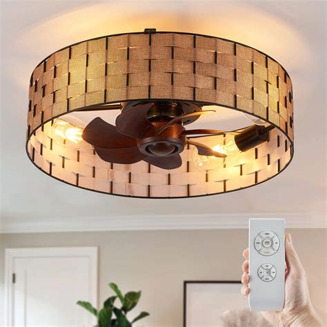 Amazon Shihot Boho Caged Ceiling Fan With Light Flush Mount