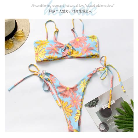 Floral Print O Ring Tie Side Thong Sexy Bikini Swimsuits China Swimsuits And Bikini Price