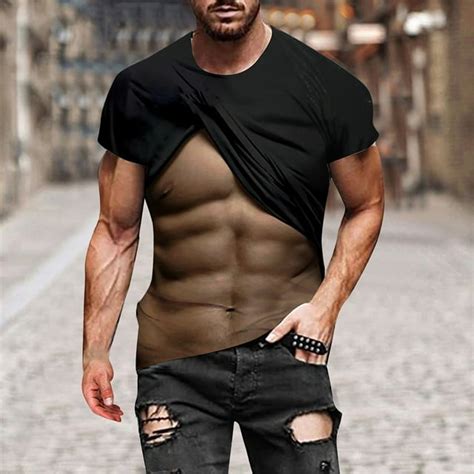 Men Funny Muscular T Shirt 3d Print Top Casual O Neck Short Sleeve Tee Summer