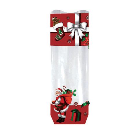 Sachet Confiserie Père Noël 14x30 5cm x100 Fond Cartonné