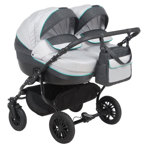 Детская коляска Glory Piccolo Duo New 2 в 1 графит+св.серый+бирюзовый